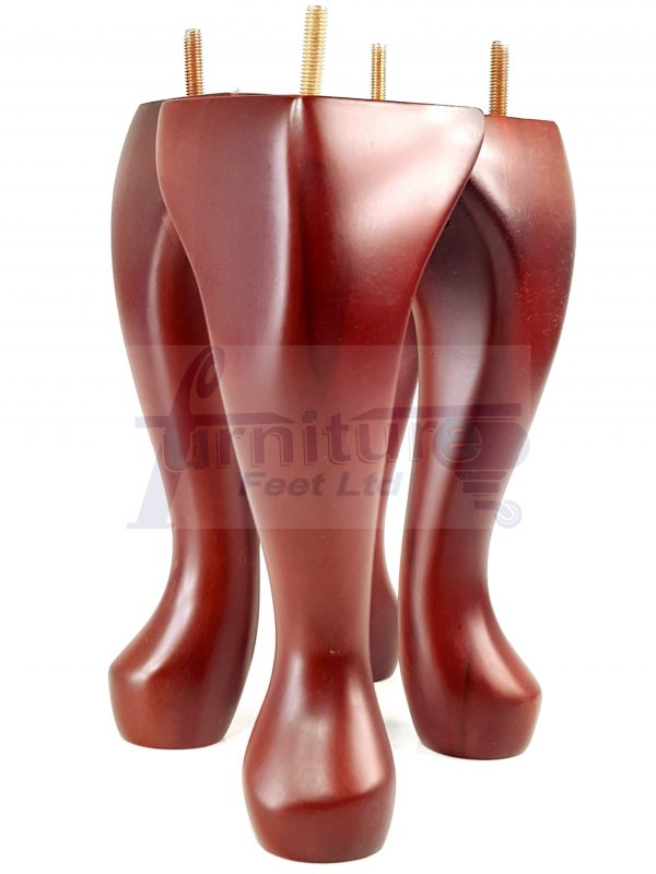 4 Queen Anne Legs Wooden Furniture Feet 25cm High 10 Inches Mahogany M10 - Image 5