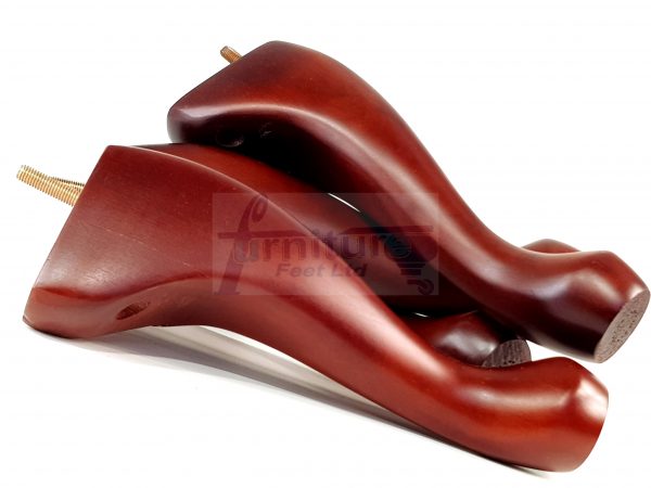 4 Queen Anne Legs Wooden Furniture Feet 25cm High 10 Inches Mahogany M10 - Image 3