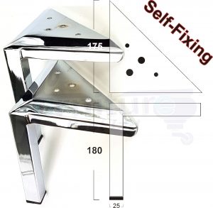 4 Metal Legs Chrome Feet 180mm High Fix With Screws