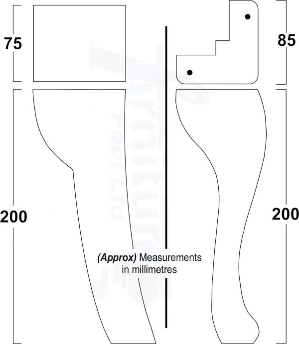 2 Traditional Queen Anne Furniture Legs & 2 Curved Feet 200mm Sofa Chair Bed M8 - Image 3