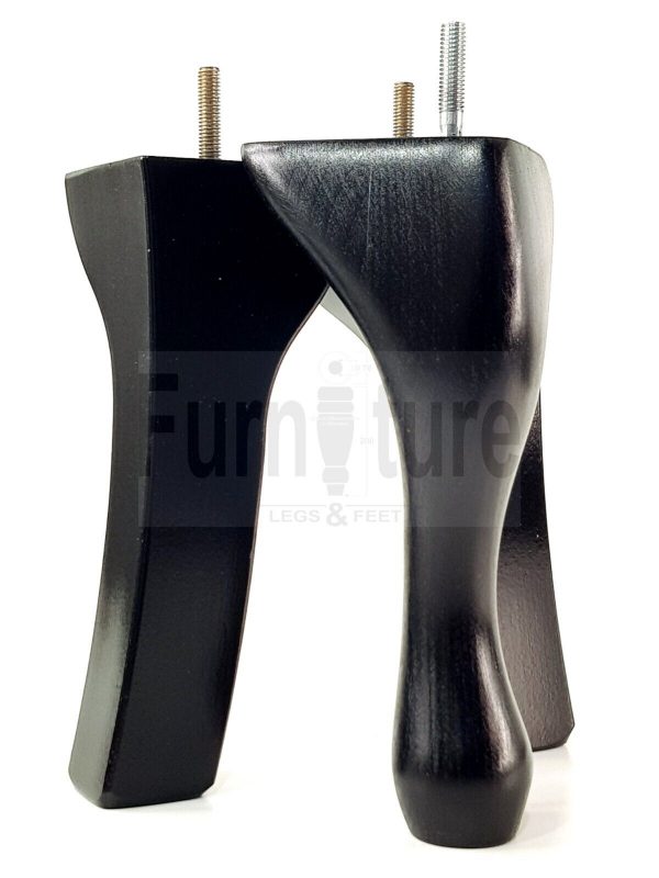 2 Traditional Queen Anne Furniture Legs & 2 Curved Feet 200mm Sofa Chair Bed M8 - Image 4