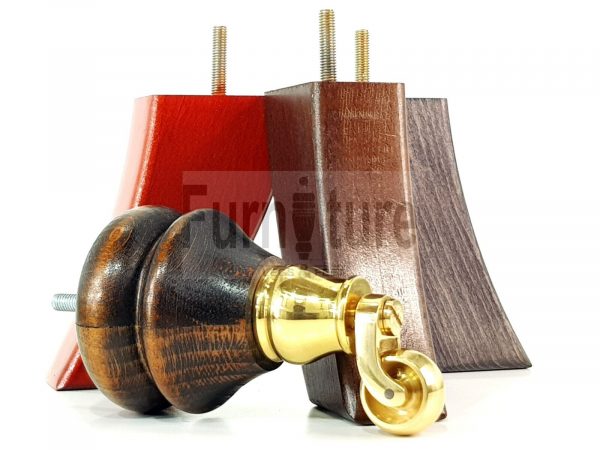 2x Castor Legs & 2x Curved Wood Furniture Replacement Feet M8 Chairs, Sofa 140mm - Image 9