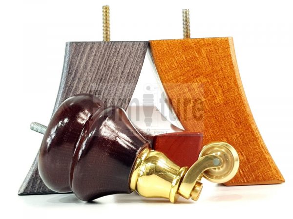 2x Castor Legs & 2x Curved Wood Furniture Replacement Feet M8 Chairs, Sofa 140mm - Image 10