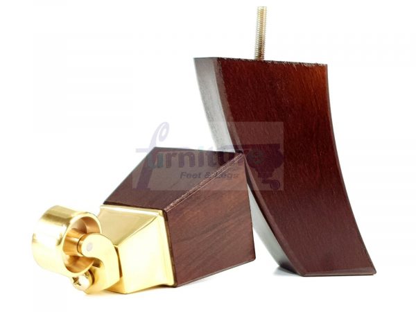 2x Cuved Wood Furniture Chair Legs & 2x Brass Castor Sofa Settee Feet 150mm High - Image 4
