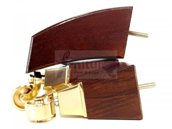 2x Cuved Wood Furniture Chair Legs & 2x Brass Castor Sofa Settee Feet 150mm High - Image 7