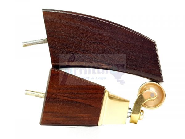 2x Cuved Wood Furniture Chair Legs & 2x Brass Castor Sofa Settee Feet 150mm High - Image 8