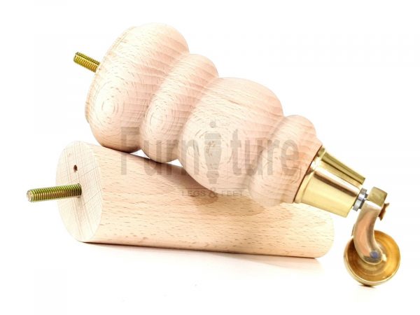 2x Furniture Castor Legs & 2x Angled Solid Wooden Feet M8 Chairs Sofa 200mm High - Image 5