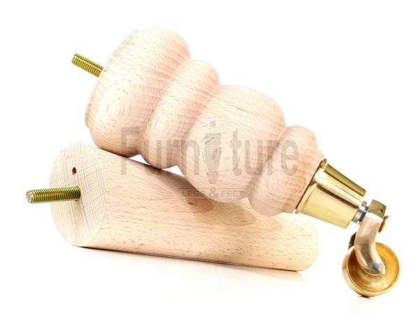 2x Furniture Castor Legs & 2x Angled Solid Wooden Feet M8 Chairs Sofa 200mm High - Image 6