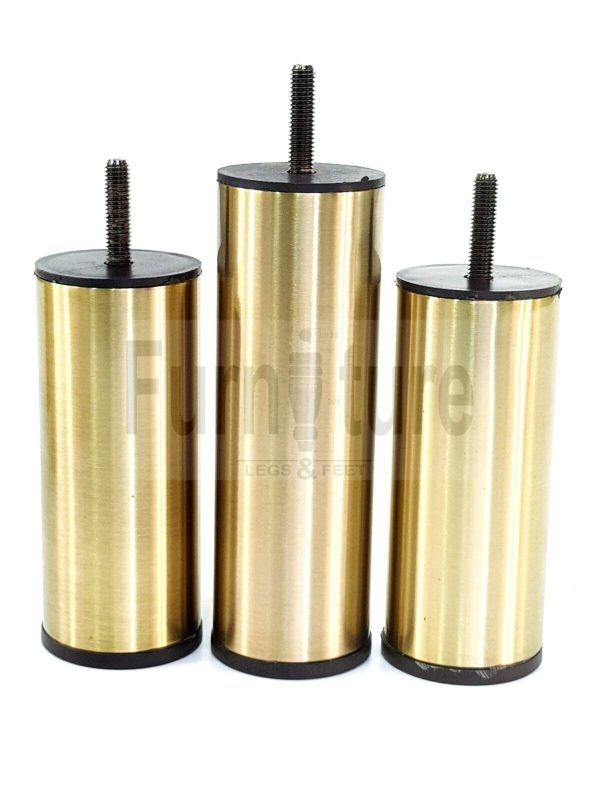 4 Metal Furniture Legs Round Brushed Brass Feet 120 & 150mm High Sofa Chair Beds - Image 5
