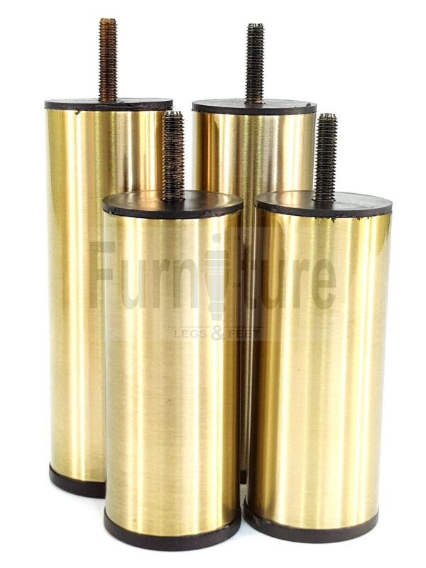 4 Metal Furniture Legs Round Brushed Brass Feet 120 & 150mm High Sofa Chair Beds - Image 8