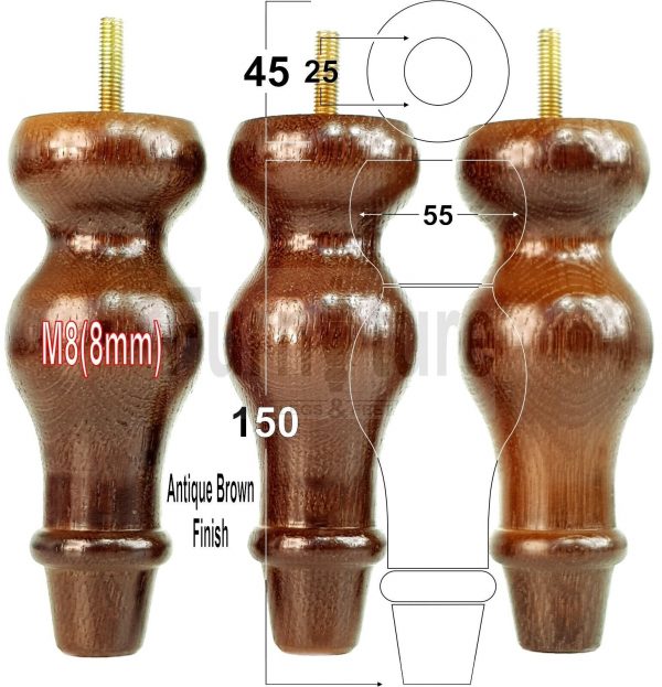 4 Replacement Legs Solid Oak Wood Settee Furniture Feet 150mm Sofa Chair Bed M8