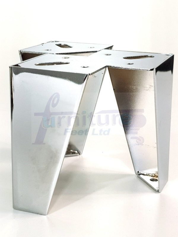 4 Silver Chrome Metal Legs 125mm High Replacement Feet Cabinet Sofa Chair Stool - Image 11