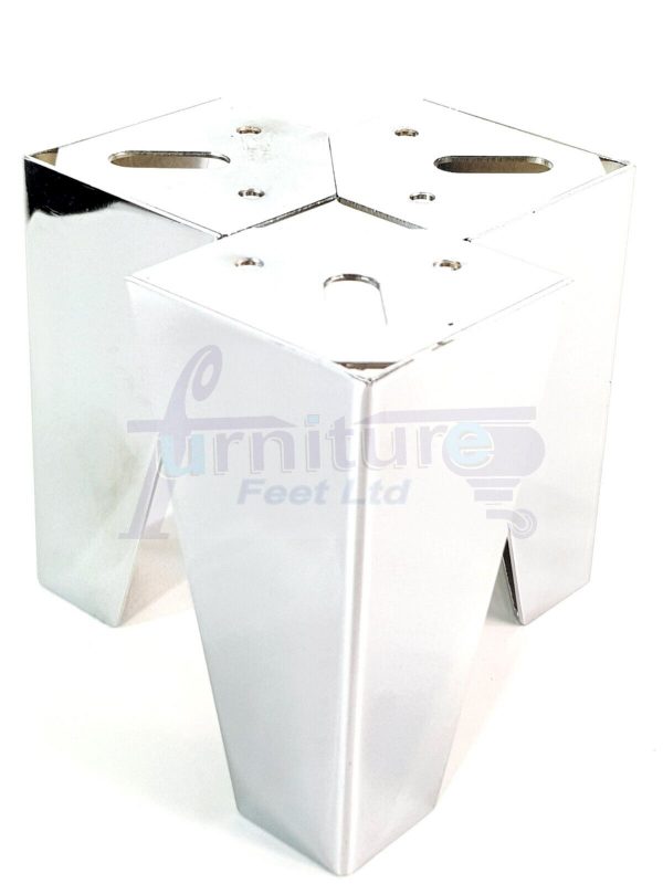 4 Silver Chrome Metal Legs 125mm High Replacement Feet Cabinet Sofa Chair Stool - Image 3