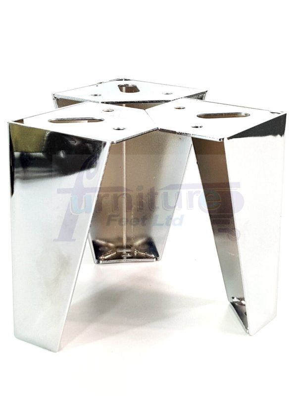 4 Silver Chrome Metal Legs 125mm High Replacement Feet Cabinet Sofa Chair Stool - Image 9
