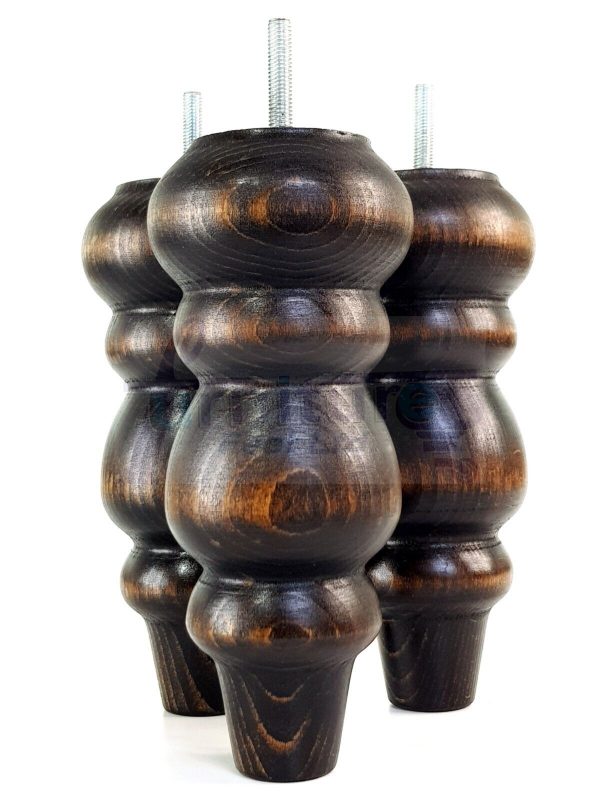 4 Turned Wood Repacement Furniture Leg Burnt Oak M8 Sofa Chair Settee Feet 200mm - Image 4
