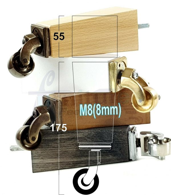 4x BRASS CASTOR LEGS 175mm High CHAIR REPLACEMENT SETTEE FURNITURE FEET M8(8mm) - Image 12