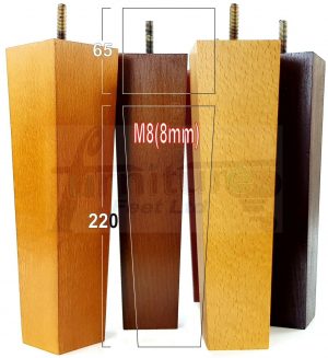 4x REPLACEMENT WOOD FURNITURE SOFA LEGS M8(8mm) CHAIR - SETTEE FEET 220mm HIGH