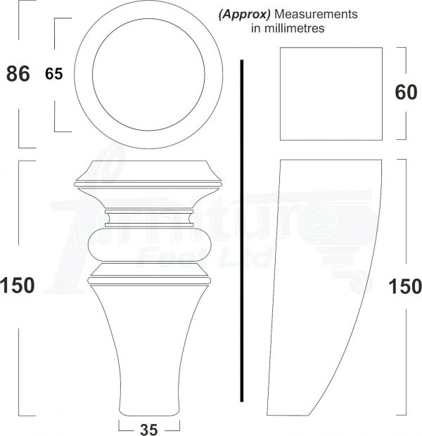 4x SOFA REPLACEMENT SOLID WOOD SETTEE FEET 150mm High FURNITURE LEGS M8(8mm) - Image 3