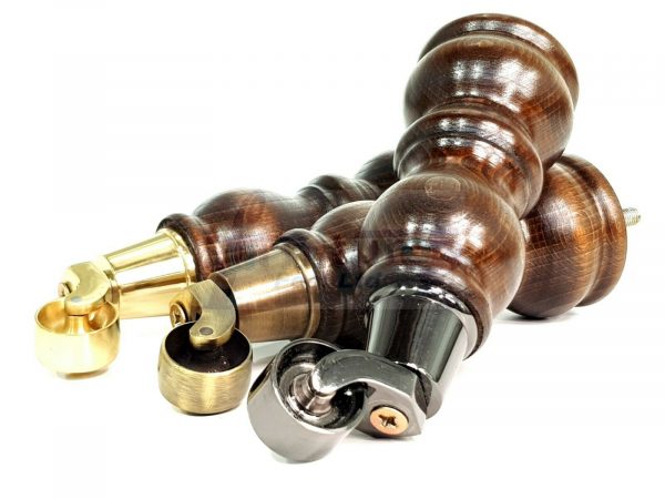 4x Solid Wood Furniture Sofa Legs M8 Replacment Feet With Castors 215mm 8.3 Inch High Dark Walnut Wash - Image 10