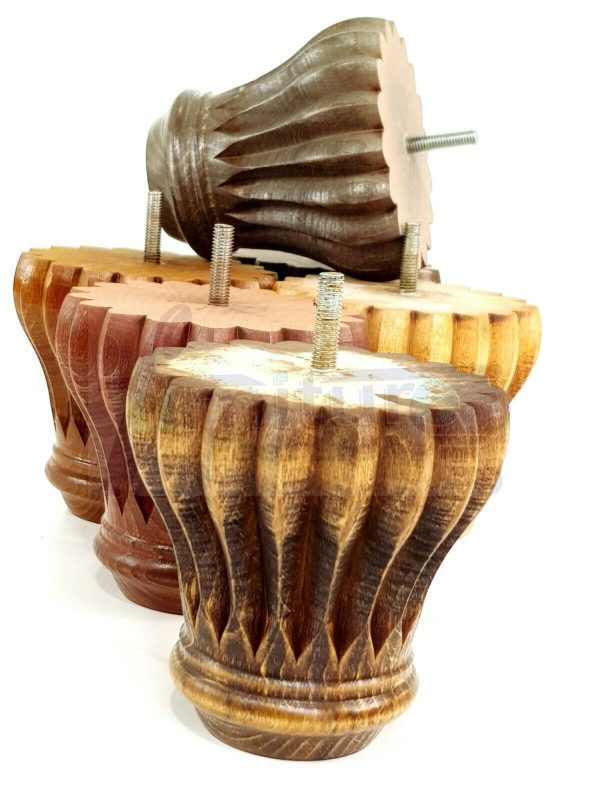 4x SOLID WOODEN FURNITURE LEGS M8(8mm) CHAIR REPLACEMENT BUN FEET 110mm HIGH - Image 5