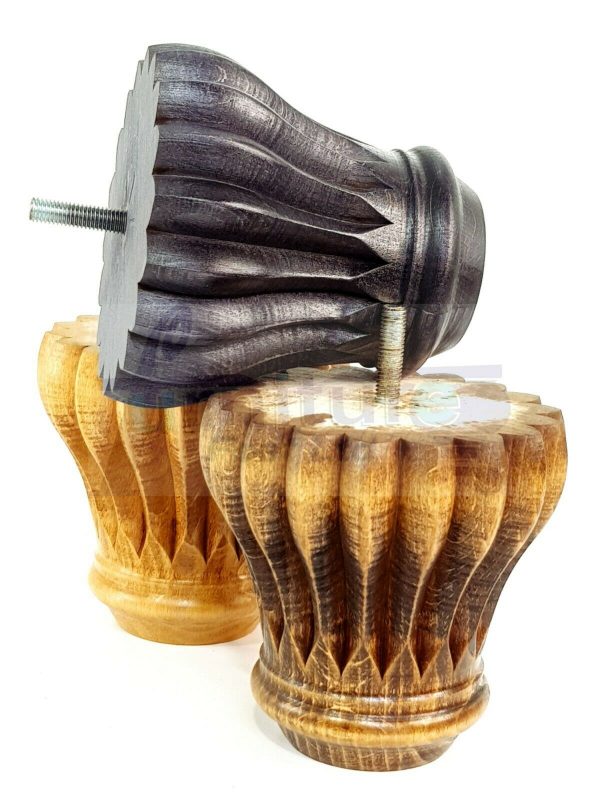 4x SOLID WOODEN FURNITURE LEGS M8(8mm) CHAIR REPLACEMENT BUN FEET 110mm HIGH - Image 7