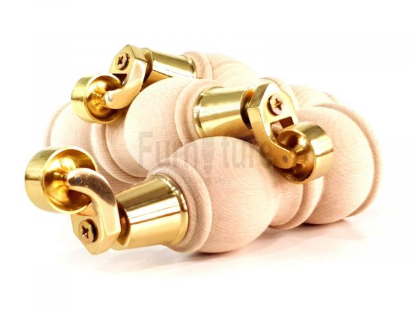 4x Solid Wood With Brass Castors Furniture Chair Legs M8 Sofa Settee Feet 205mm - Image 6