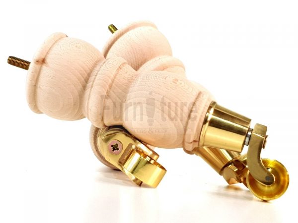 4x Solid Wood With Brass Castors Furniture Chair Legs M8 Sofa Settee Feet 205mm - Image 8