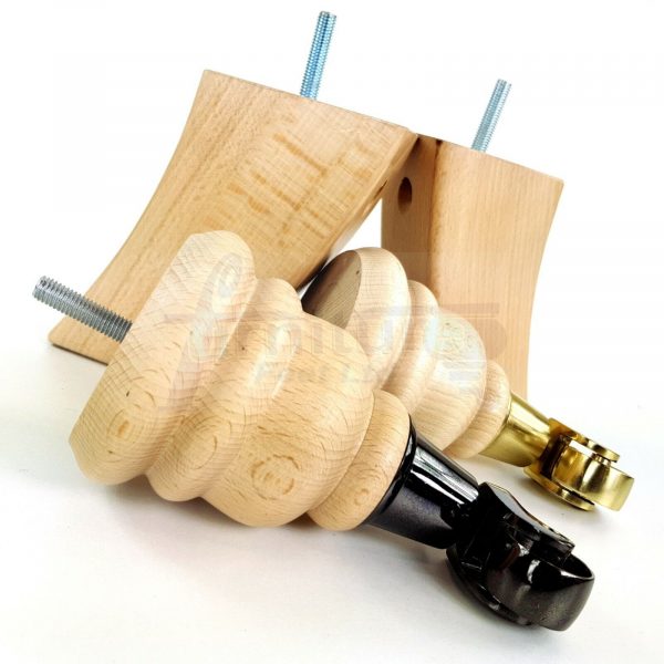 4x TURNED WOODEN CASTOR LEGS 165mm High CHAIR REPLACEMENT FURNITURE FEET M8(8mm) - Image 11