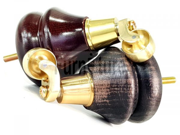 4x Turned Wood Furniture Castor Leg M8 Replacement Feet Chairs Settee Sofa 140mm - Image 4