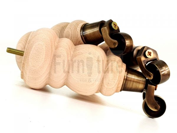 4x Turned Wood Furniture Castor Leg M8 Replacement Feet Chairs Stools Sofa 200mm - Image 7
