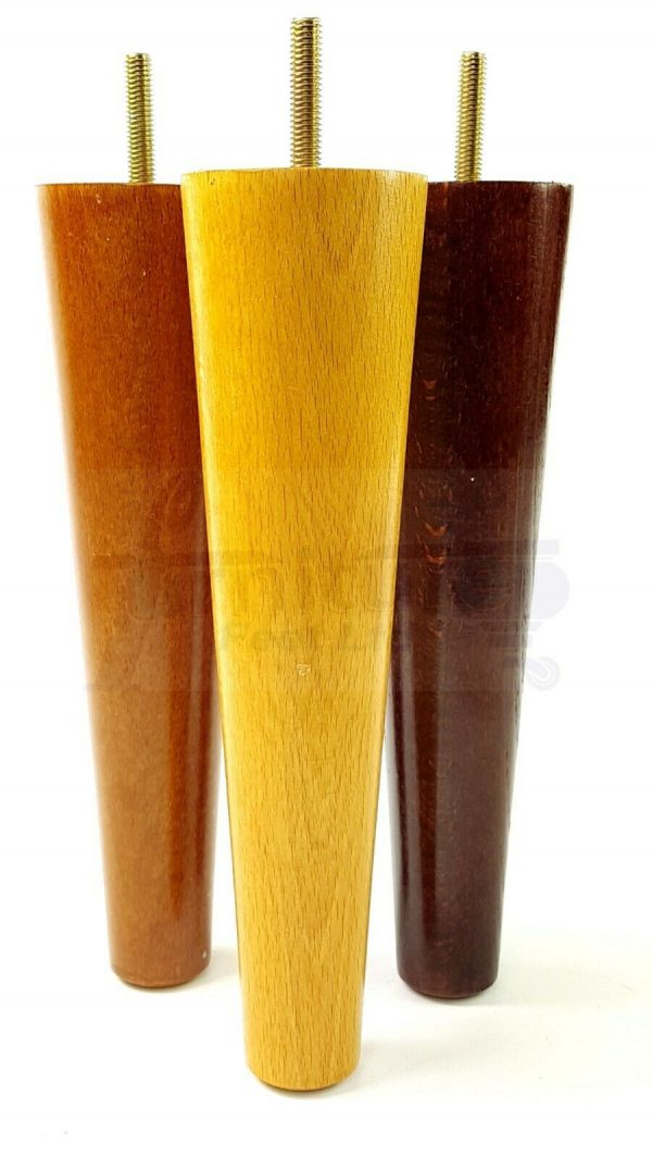4x WOOD REPLACEMENT FURNITURE CHAIR LEG M10(10mm) TAPERED SETTEE FEET 200mm HIGH - Image 6