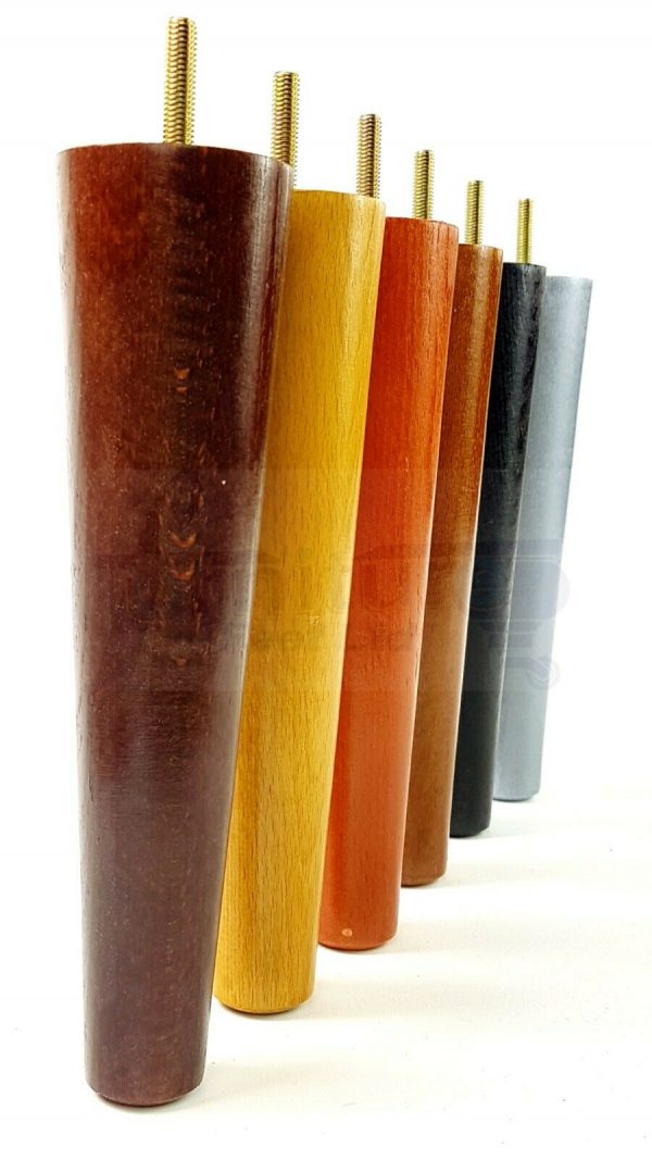 4x WOOD REPLACEMENT FURNITURE CHAIR LEG M10(10mm) TAPERED SETTEE FEET 200mm HIGH - Image 9