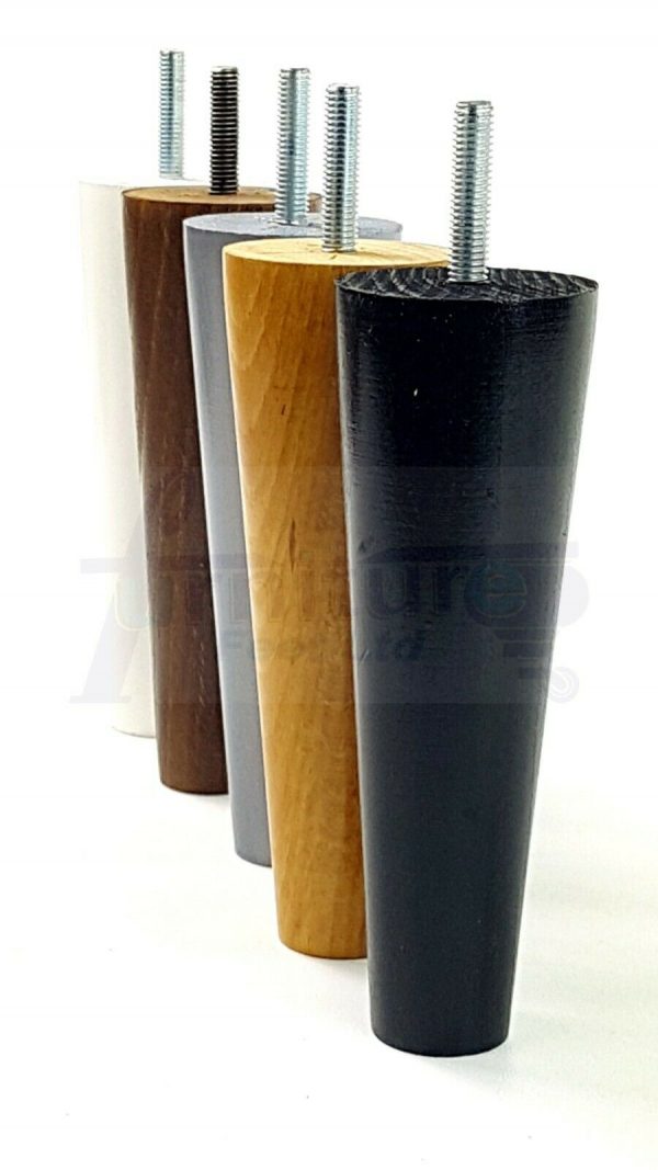 4x WOOD REPLACEMENT FURNITURE CHAIR LEG M8(8mm) TAPERED SETTEE FEET 160mm HIGH - Image 4