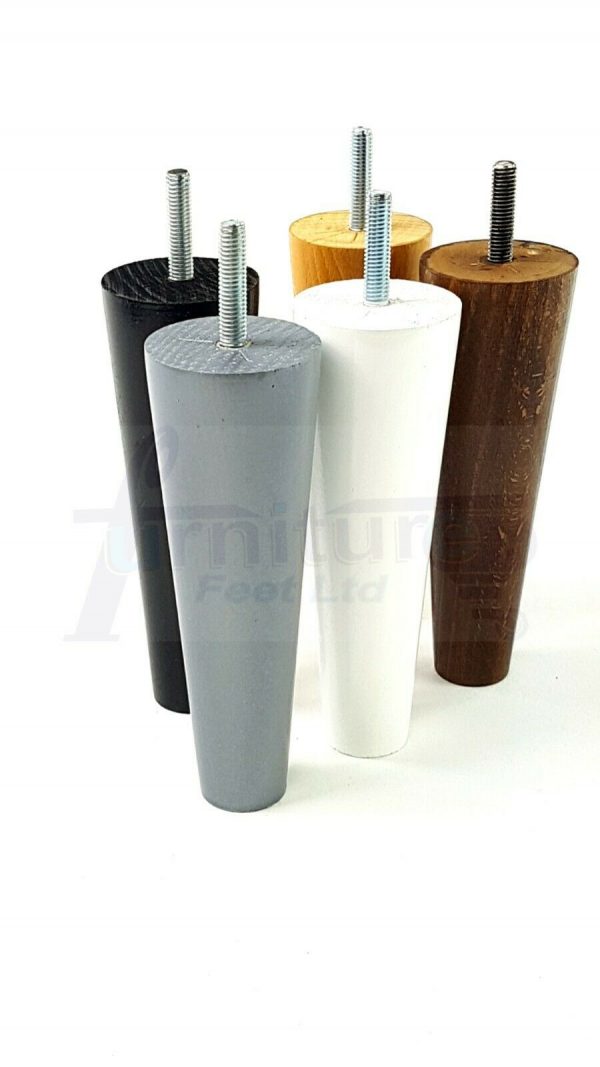 4x WOOD REPLACEMENT FURNITURE CHAIR LEG M8(8mm) TAPERED SETTEE FEET 160mm HIGH - Image 5