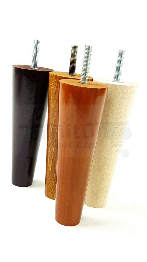 4x WOOD REPLACEMENT FURNITURE CHAIR LEG M8(8mm) TAPERED SETTEE FEET 160mm HIGH - Image 8