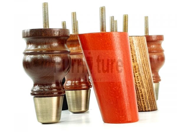 4x Wood Furniture Feet 2 With Brass Slipper Cup M8 Chair Sofa Settee Legs 110mm - Image 12