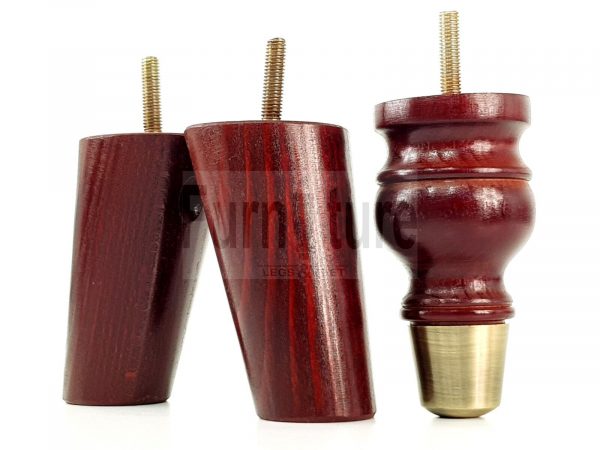 4x Wood Furniture Feet 2 With Brass Slipper Cup M8 Chair Sofa Settee Legs 110mm - Image 9