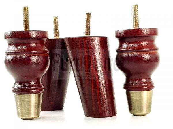 4x Wood Furniture Feet 2 With Brass Slipper Cup M8 Chair Sofa Settee Legs 110mm - Image 10