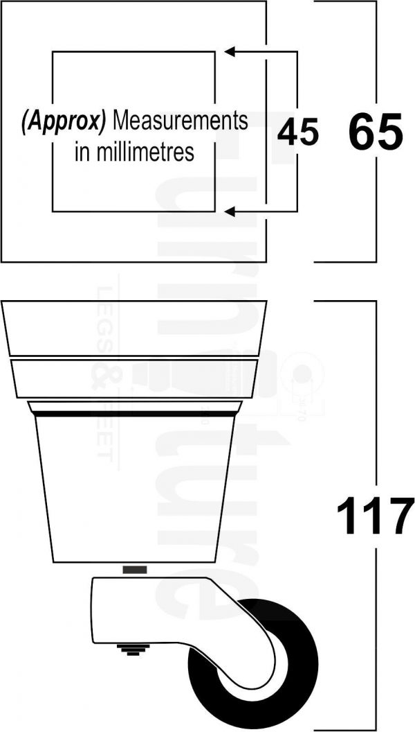 4x Wood Furniture Sofa Legs M8 Replacement Chair, Settee Feet & Castors 117mm - Image 3