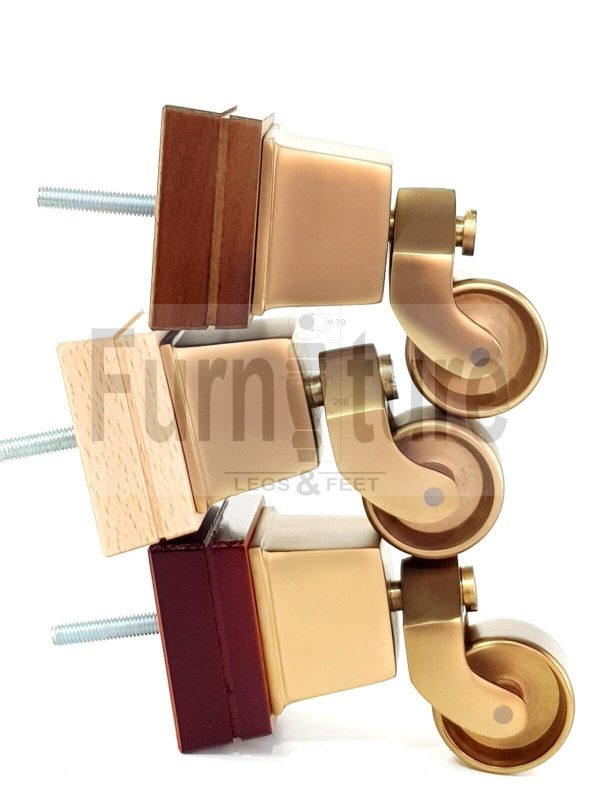 4x Wood Furniture Sofa Legs M8 Replacement Chair, Settee Feet & Castors 117mm - Image 5