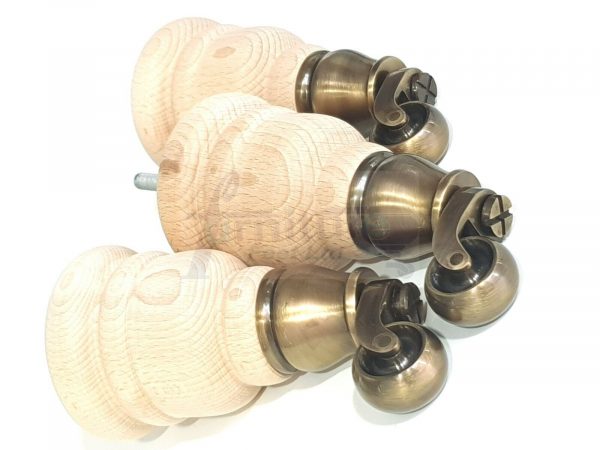 SOLID RAW WOOD BRASS CASTOR FURNITURE CHAIR LEGS M8(8mm) SOFA FEET 155mm HIGH - Image 6