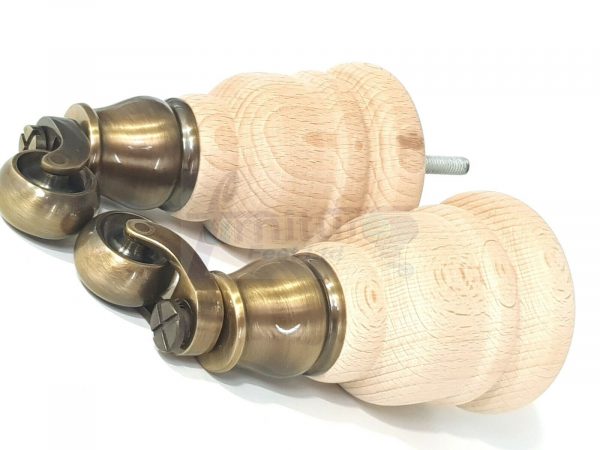 SOLID RAW WOOD BRASS CASTOR FURNITURE CHAIR LEGS M8(8mm) SOFA FEET 155mm HIGH - Image 8