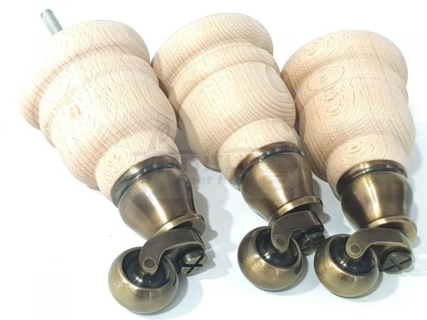 SOLID RAW WOOD BRASS CASTOR FURNITURE CHAIR LEGS M8(8mm) SOFA FEET 155mm HIGH - Image 10