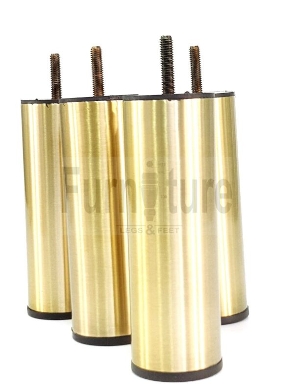 4 Metal Furniture Legs Round Brushed Brass Feet 120 & 150mm High Sofa Chair Beds - Image 10