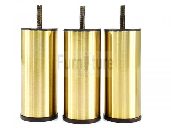 4 Metal Furniture Legs Round Brushed Brass Feet 120 & 150mm High Sofa Chair Beds - Image 9