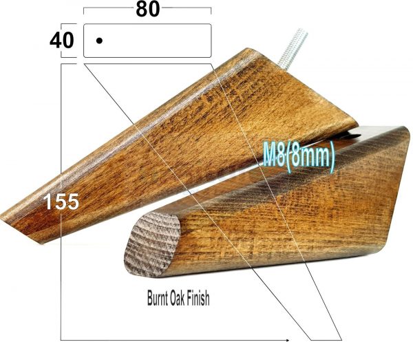 4 Square Angled Sofa Legs 155mm High Replacement Furniture Feet Chair Cabinet M8 - Image 30
