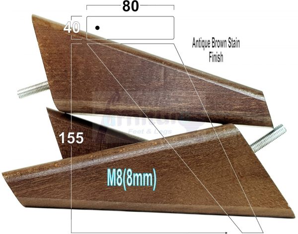 4 Square Angled Sofa Legs 155mm High Replacement Furniture Feet Chair Cabinet M8 - Image 11