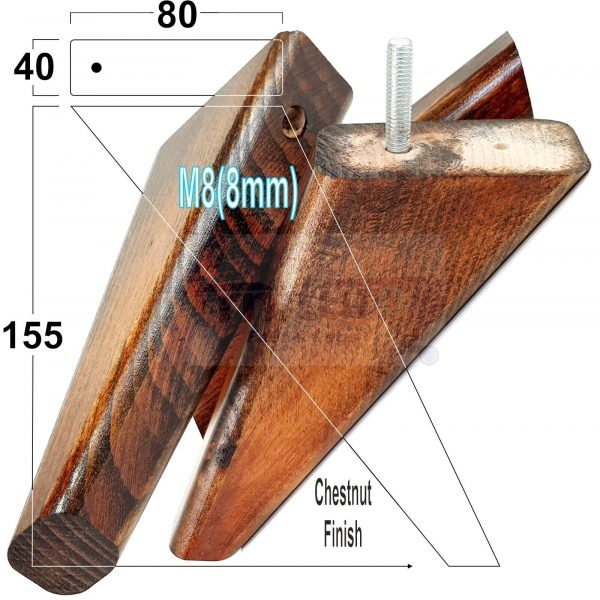 4 Square Angled Sofa Legs 155mm High Replacement Furniture Feet Chair Cabinet M8 - Image 31