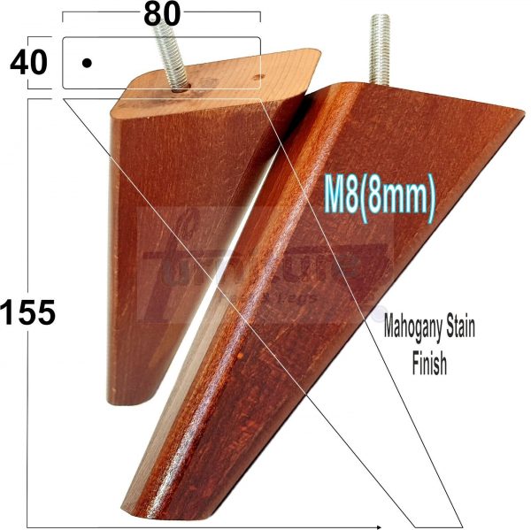 4 Square Angled Sofa Legs 155mm High Replacement Furniture Feet Chair Cabinet M8 - Image 34