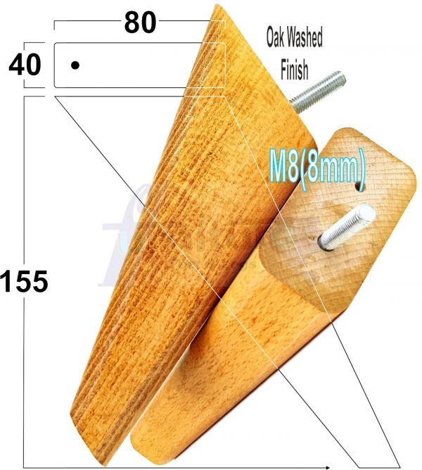 4 Square Angled Sofa Legs 155mm High Replacement Furniture Feet Chair Cabinet M8 - Image 25
